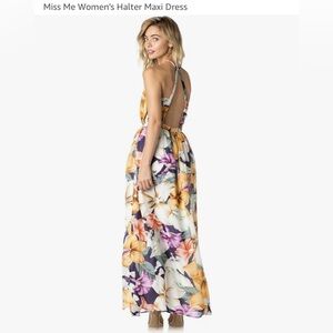 NWT Miss Me Women's Floral Halter Maxi Dress size L